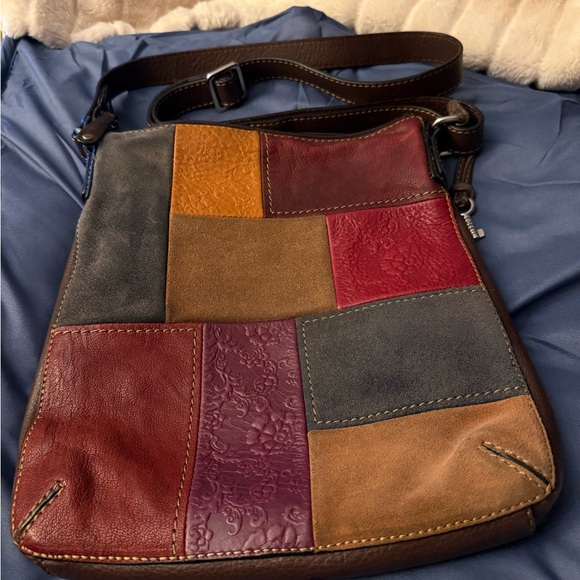 Vintage Fossil Multicolor Patchwork  Leather Crossbody Bag - Picture 13 of 14